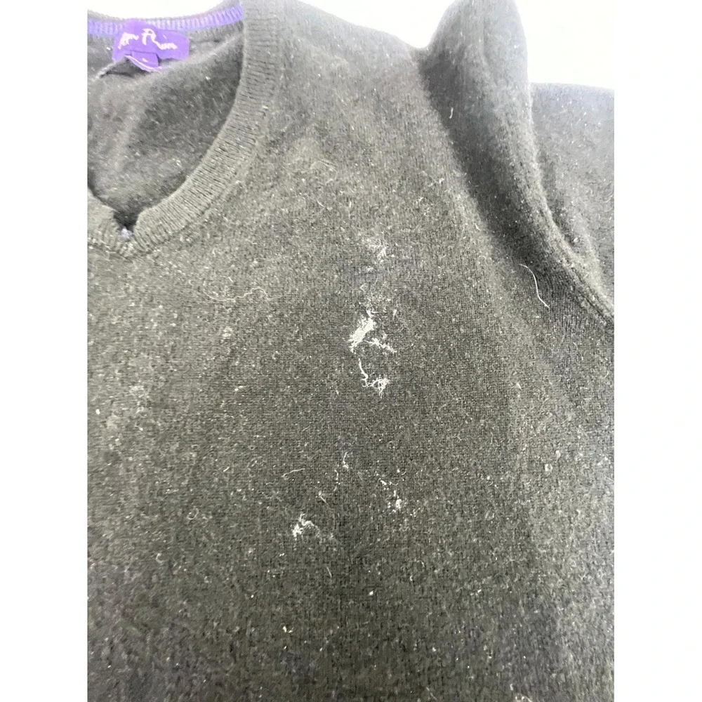 Alan Flusser‎ Sweater Mens Large Black Soft 100% Pure Cashmere Outerwear V-Neck